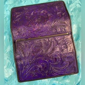 NWOT Juan Antonio Tooled Leather Wallet - PURPLE